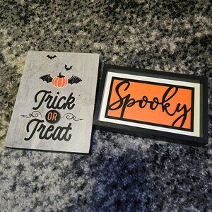Two Halloween Table top decor signs